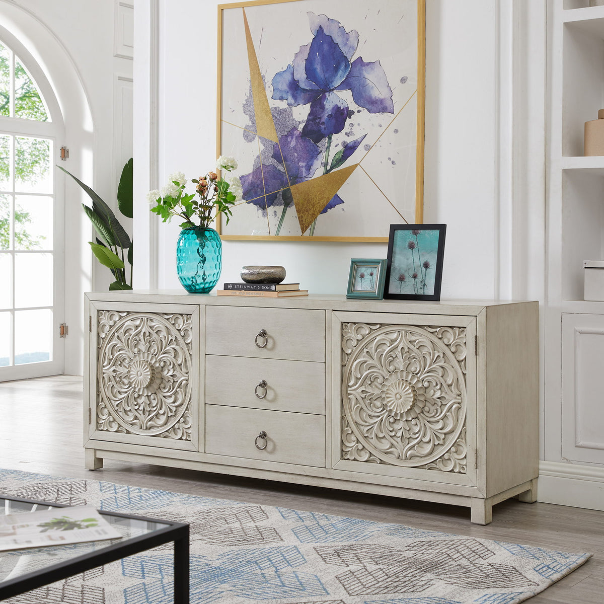 Carved media cabinet deals