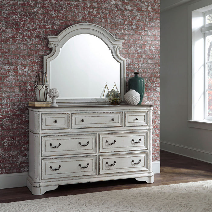 Magnolia Manor - Dresser & Arched Mirror - White