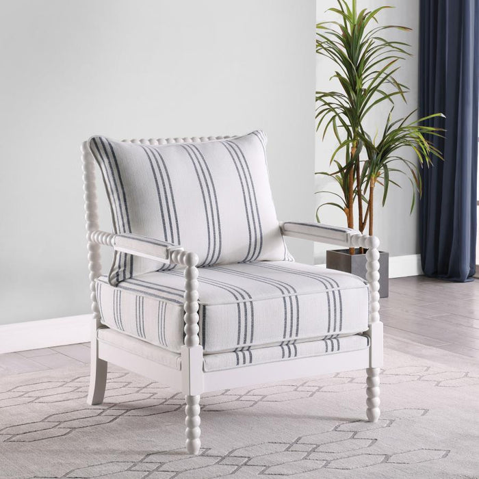 Blanchett - Upholstered Accent Chair With Spindle Accent - White And Navy