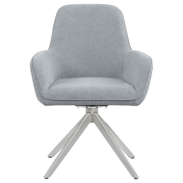Abby - Flare Arm Side Chair - Light Gray and Chrome