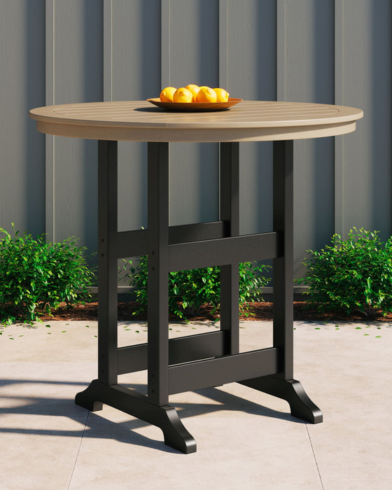 Fairen Trail - Black / Driftwood - Round Bar Table W/Umb Opt