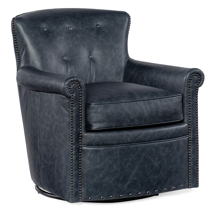 Swivel Club Leather Chair - Blue