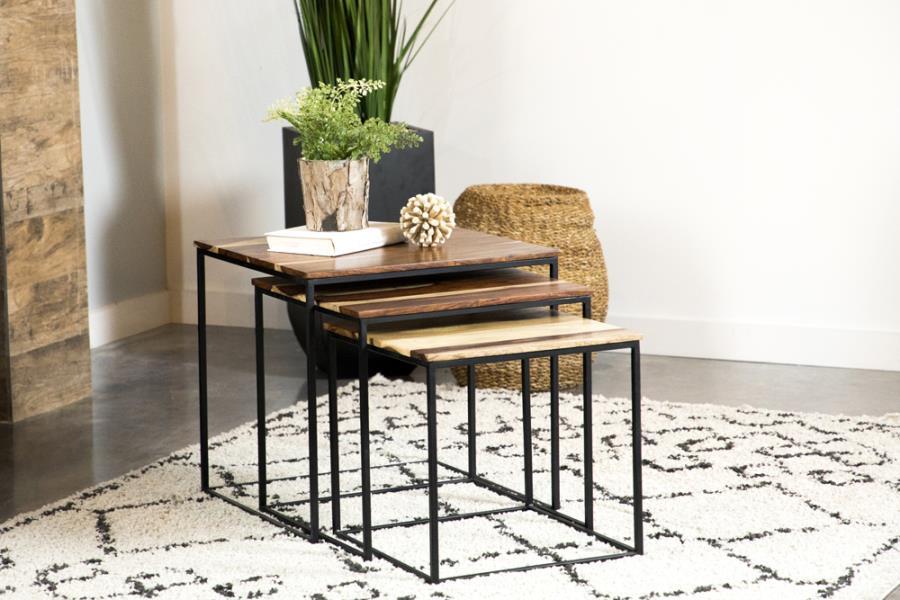 Belcourt - 3-Piece Square Nesting Tables - Natural and Black
